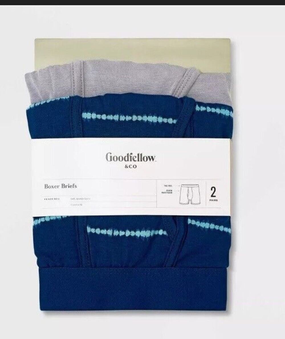 Men's Striped Boxer Briefs 2pk - Goodfellow & Co™ Blue/Gray XL New